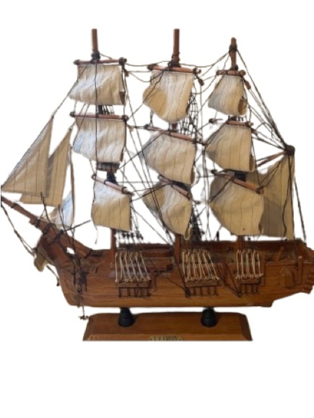 Vtg Handcrafted Wooden H.M.S. Bounty Model Ship Fully Assembled Nautical Decor